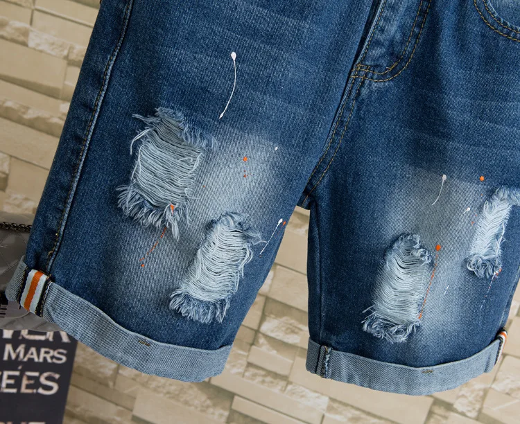 Yuxinfeng 5XL шорты большого размера, джинсовые женские летние Рваные джинсовые шорты, женские шорты со средней талией и карманами, синие женские короткие штаны