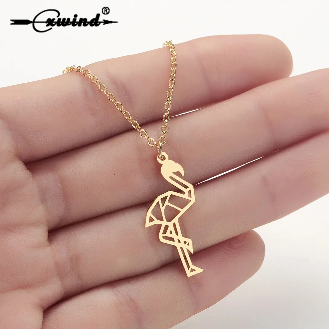 Ожерелье Cxwind оригами фламинго птицы ожерелье с подвеской простое модное женское