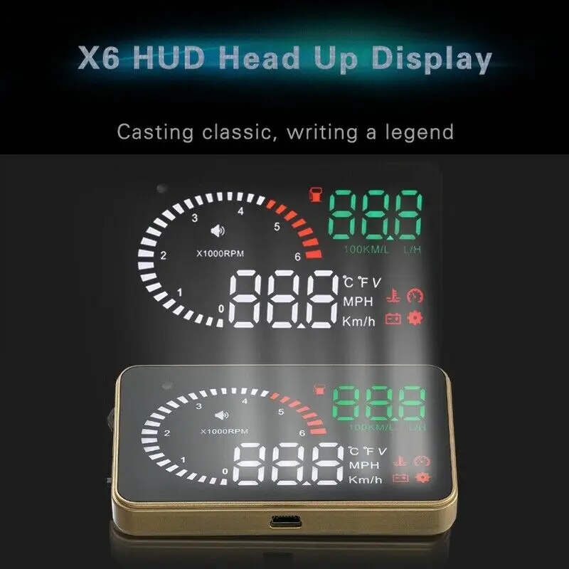 X6 3 дюймов лобовое стекло HUD Дисплей OBD2 Скорость ometer миль в час) или км/ч