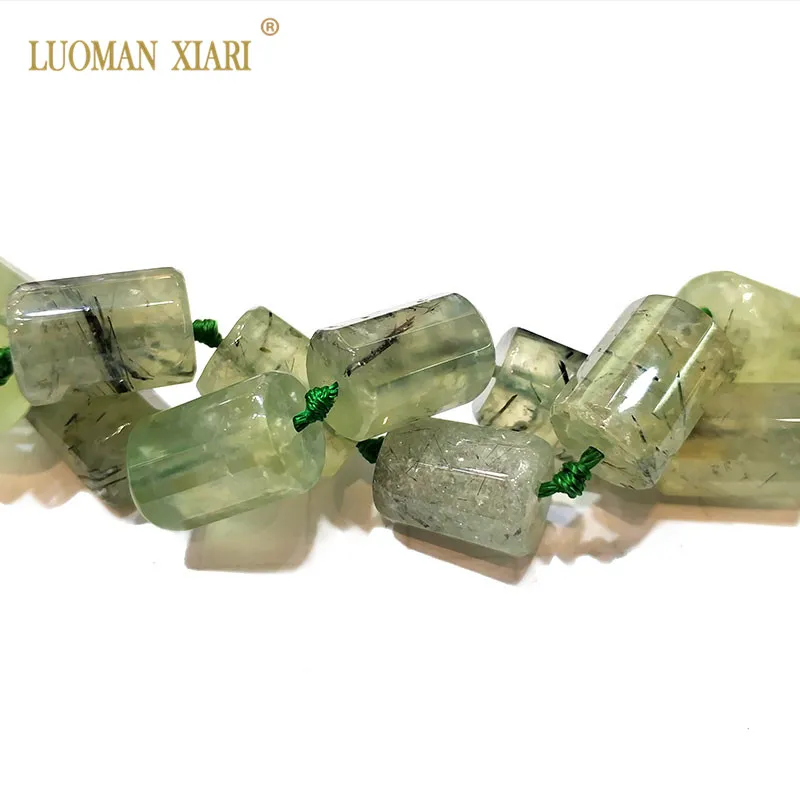 Luoman xiari Prehnite цилиндрический натуральный камень граненые бусины для самостоятельного изготовления ювелирных изделий браслет, ожерелье Размер 11*16 мм нить 15"