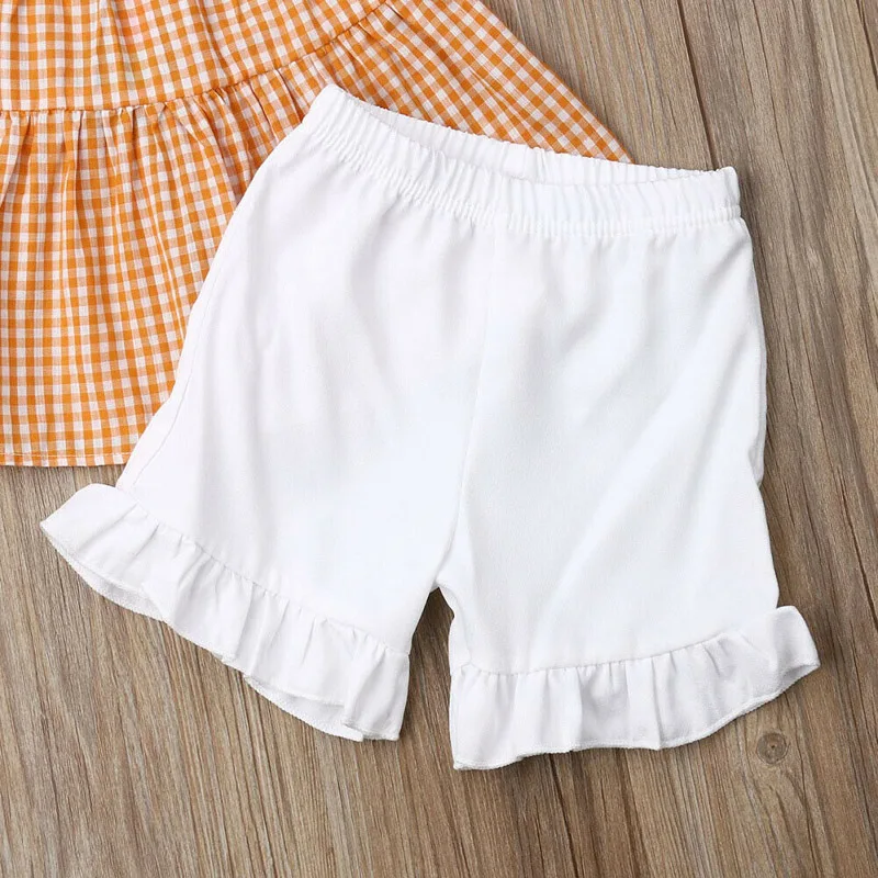 Жилет на бретельках для маленьких девочек клетчатый топ с открытыми плечами и