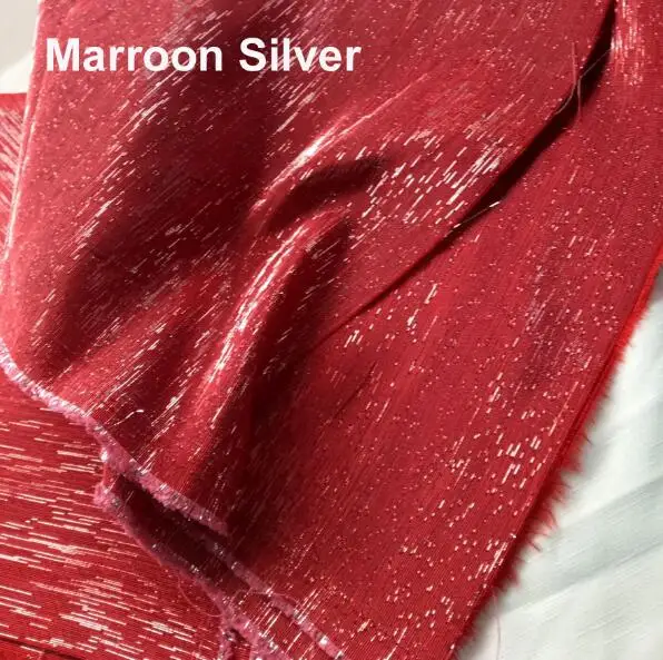 Marroon Silver 45 см* 138 см металлические мигающие трикотажные поли хлопчатобумажные ткани шантунг шелковое свадебное платье cheongsam сумка занавес материал - Цвет: Marroon Silver