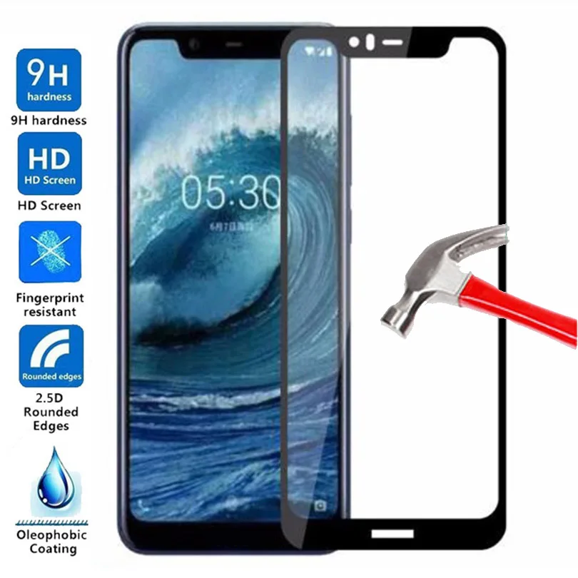 

Закаленное стекло для Nokia X5 полное покрытие экрана 9H 2.5D защита экрана стеклянная пленка для Nokia X5 закаленное стекло