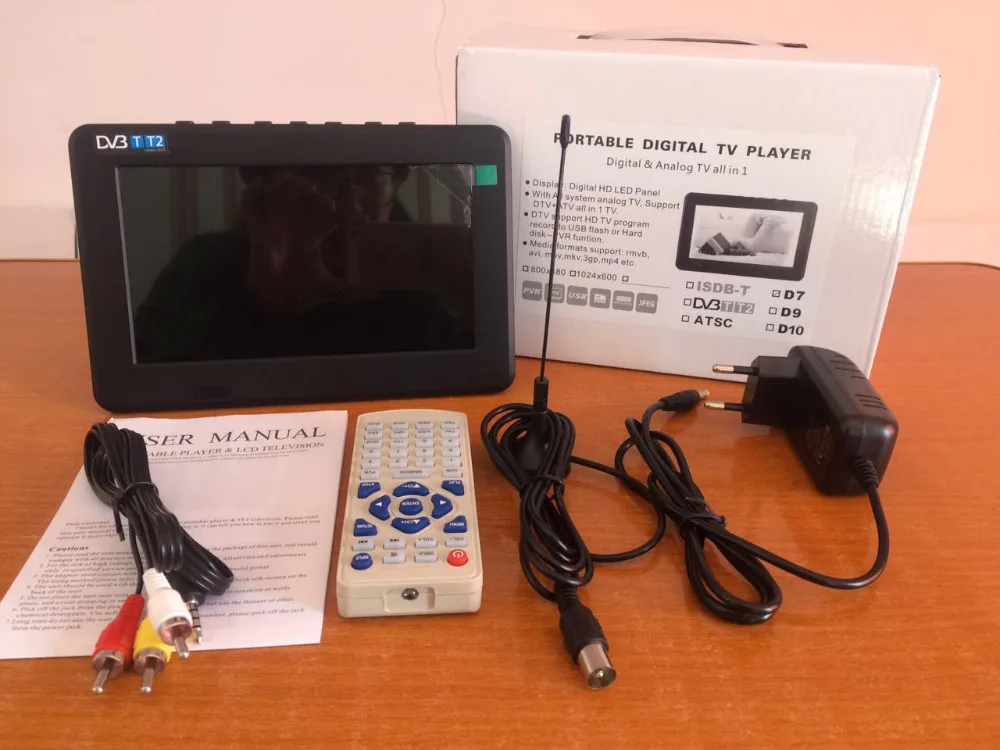 HD ТВ DVB-T2 DVB-T 7 дюймов в цифровом и аналоговом ТВ приемник и TF карта и USB аудио и видео воспроизведения Портативный DVB-T2 телевидения