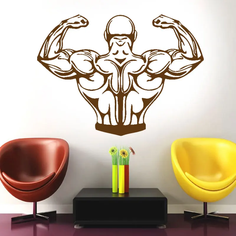 Wall Decal Sticker Bedroom muscle man bodybuilding gym weight power lift E657 | Дом и сад