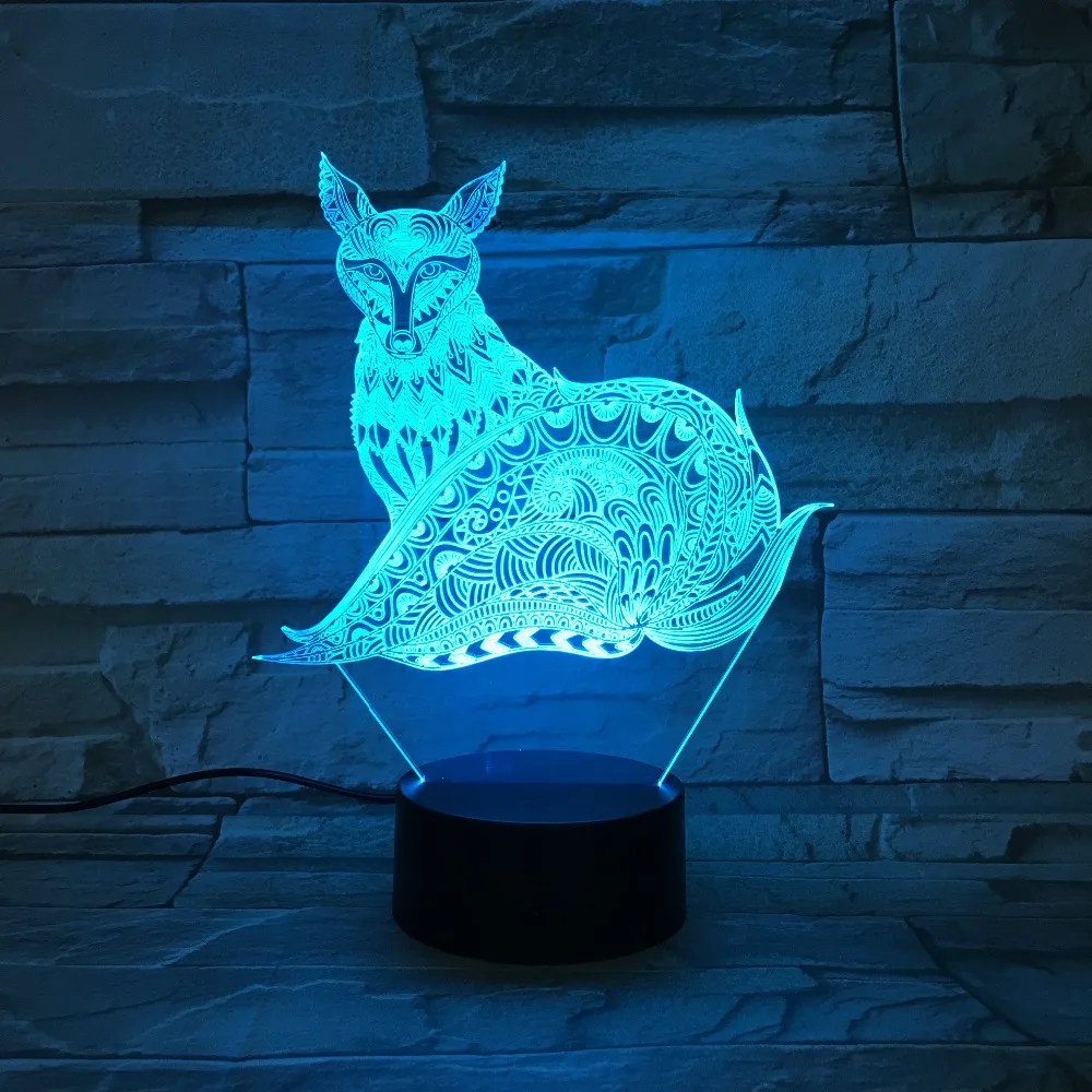 3D лампа с лисой светодиодный ночник с сенсорная настольная лампа как подарки для детей 7 цветов изменить домашний вечерние Декор USB или Батарея питания лампы