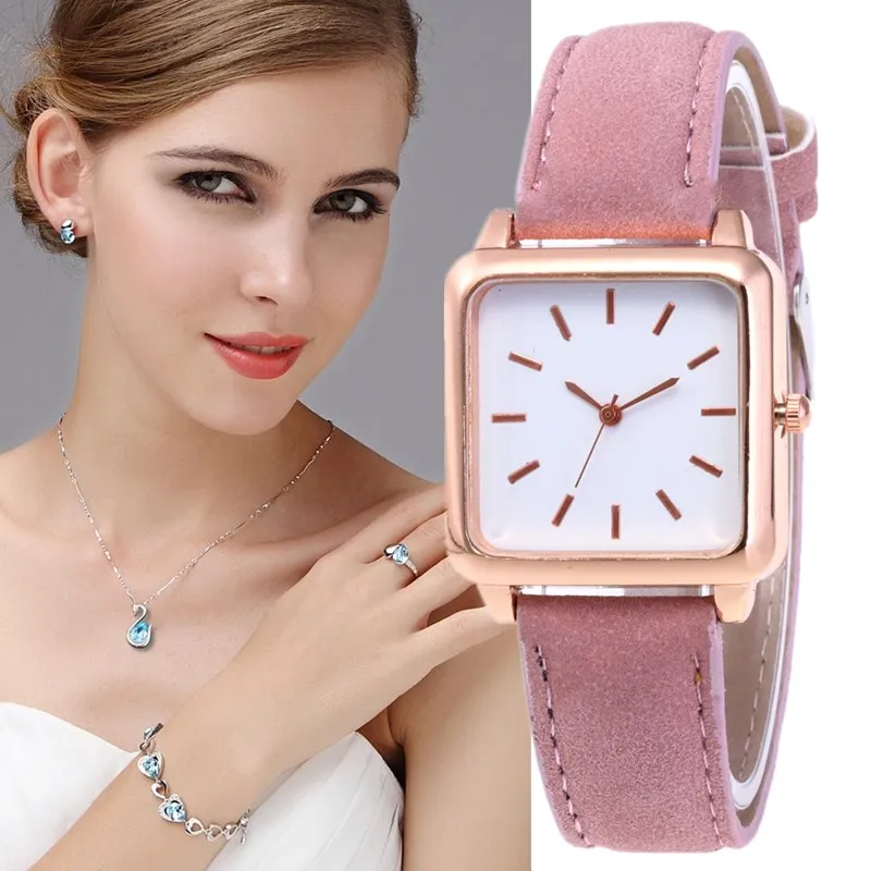 Женские кварцевые часы роскошные модные с маленьким циферблатом из кожи