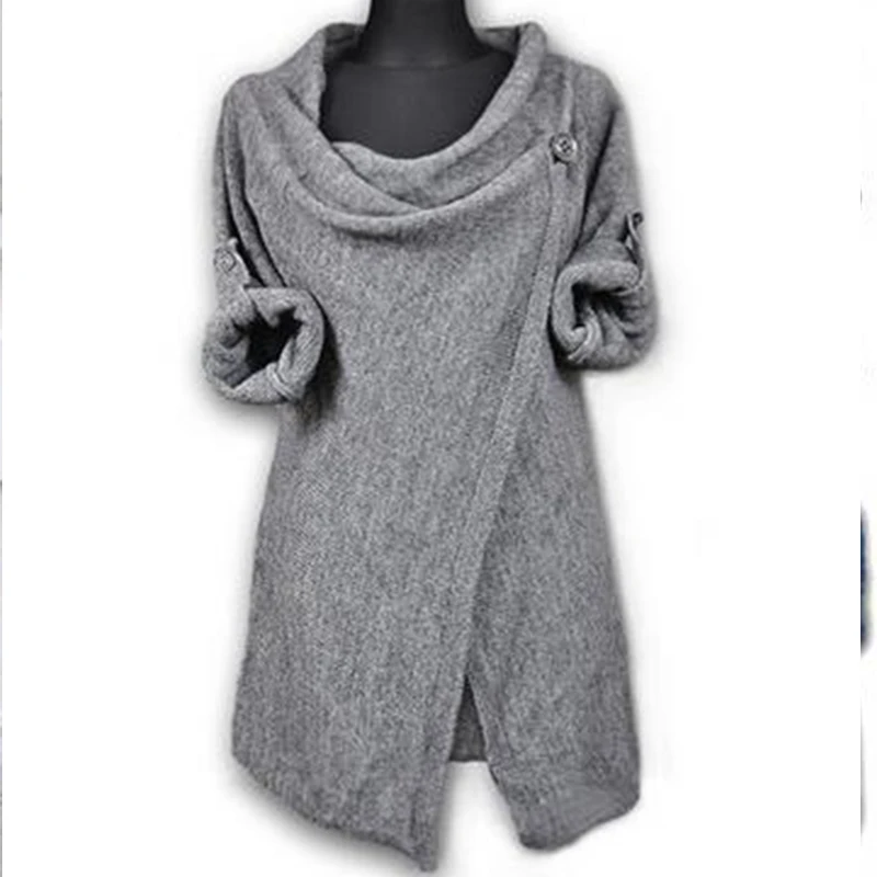 Осень-зима Мода 2017 Для женщин с длинным рукавом Свободные Вязание свитер S