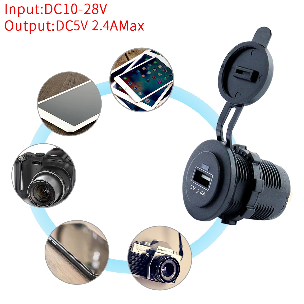 Однопортовое USB Автомобильное зарядное устройство 5V 2.4A для IPad IPhone IPod быстрая