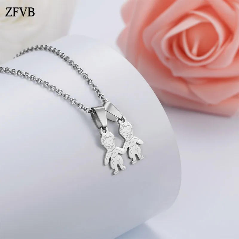 ZFVB Модные женские ожерелья-подвески из нержавеющей стали 316L модные Семейные