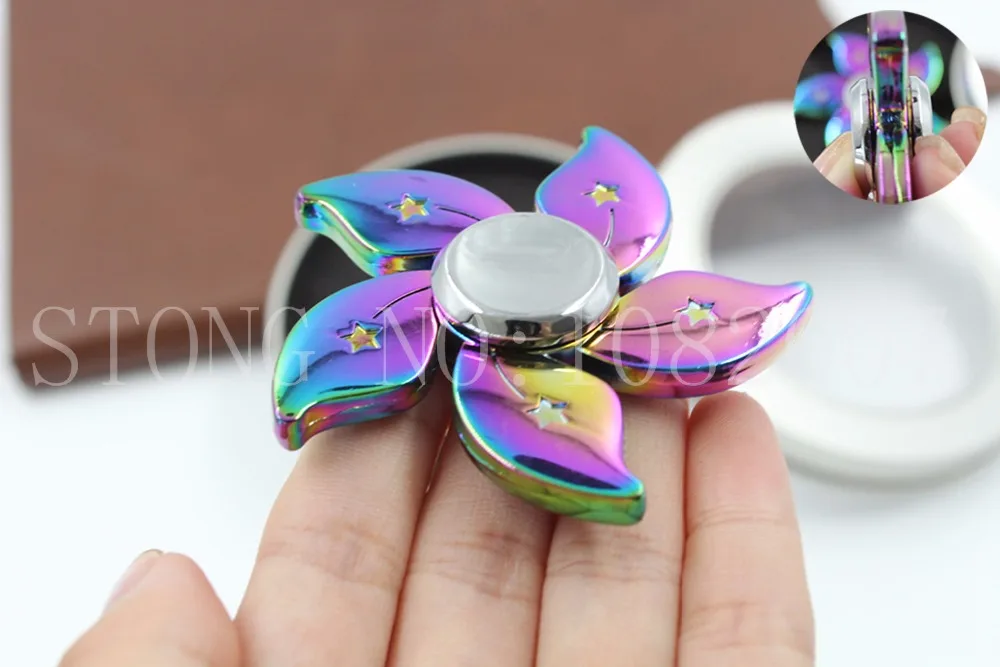 Радужные Спиннеры металлические три спиннера EDC ручной Спиннер для пальцев