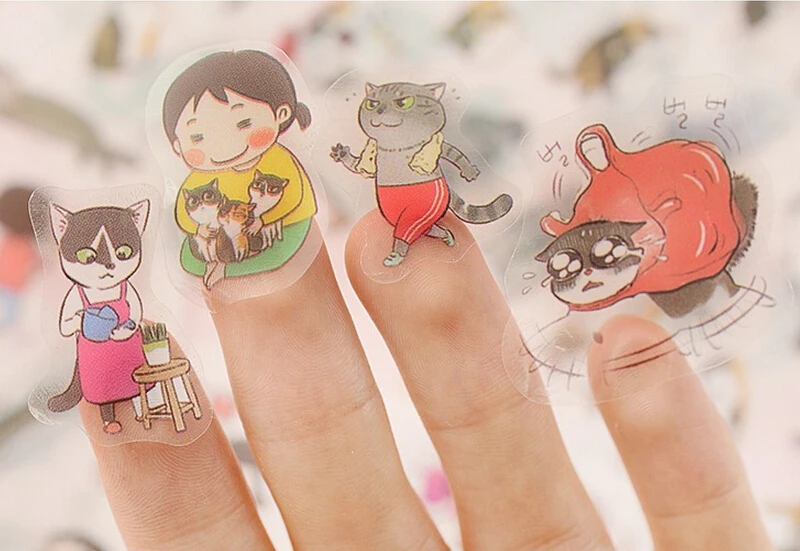 6 шт./упак. оптовая продажа милый кот Прозрачный задний фон дневник декоративные