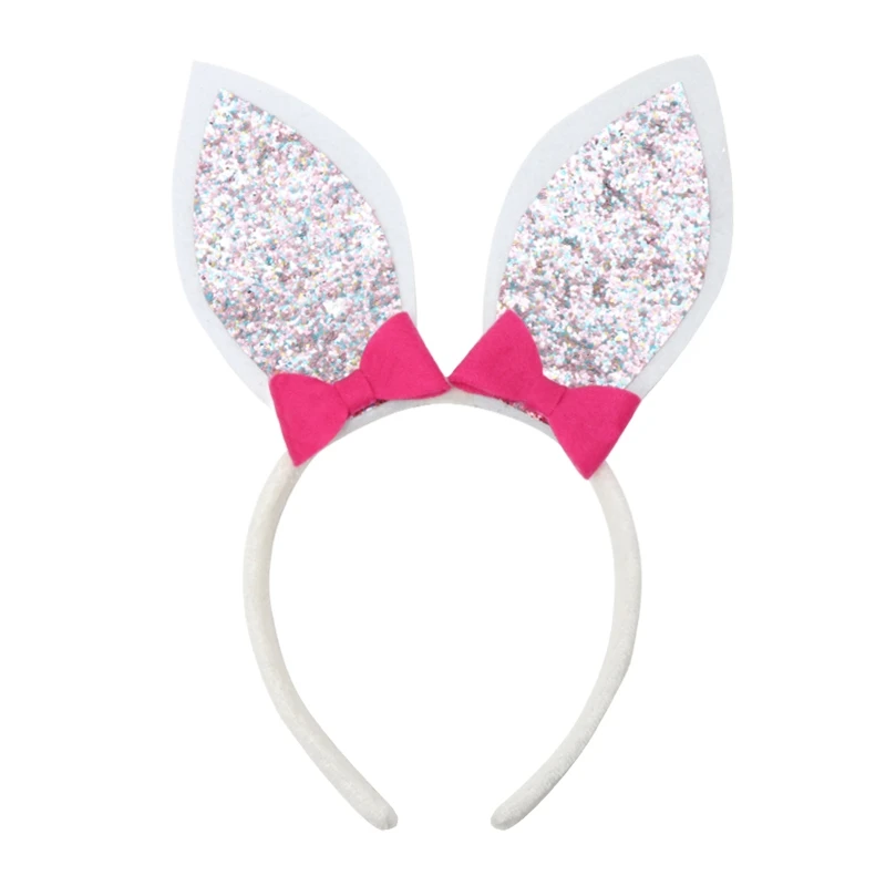 Fashion Bunny Ears Hairband For Baby Girls Easter Headband Glitter Rabbit Head Band Bow Hair Accessories | Детская одежда и обувь