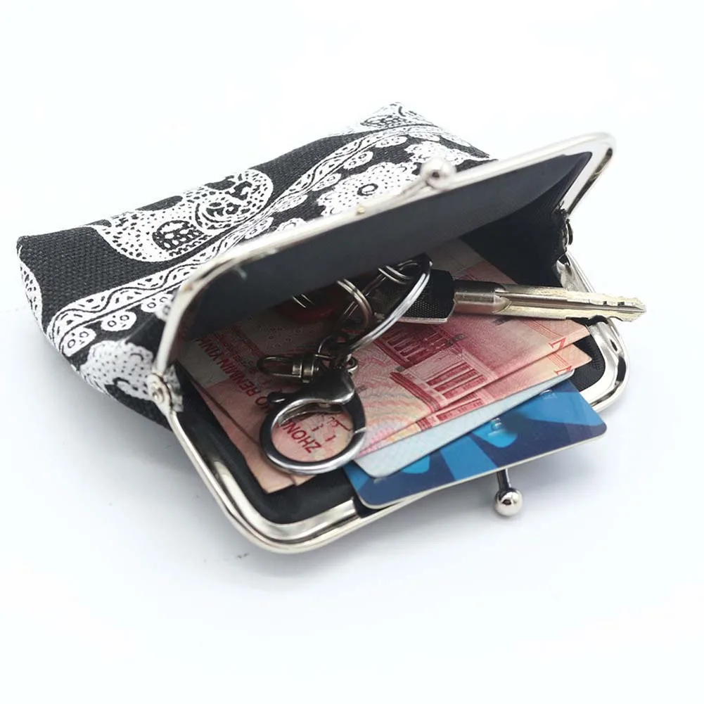 

Ethnic Elephant Floral Print Kiss Lock Coin Purse Mini Wallet Women Clutch Bag