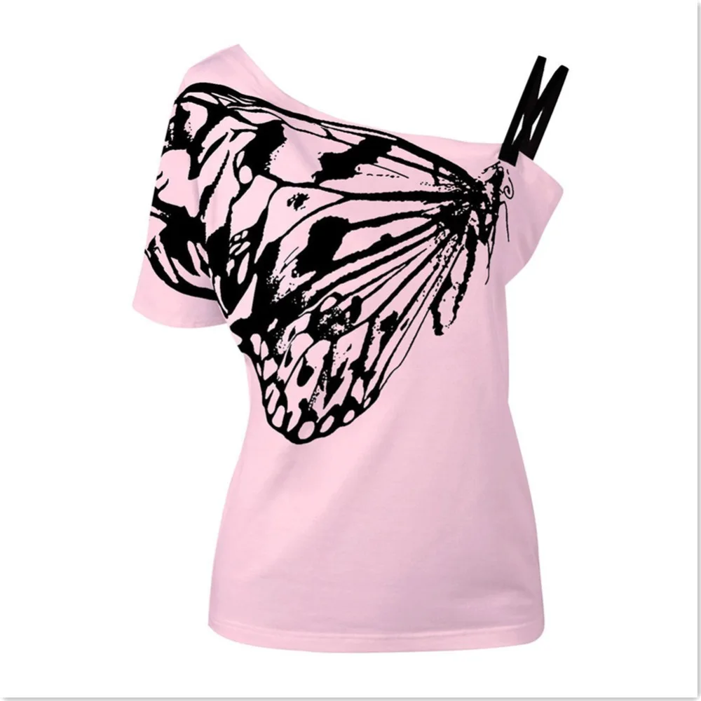 2017 модная женская футболка с принтом бабочки летний подвесной Слинг хлопок дикая