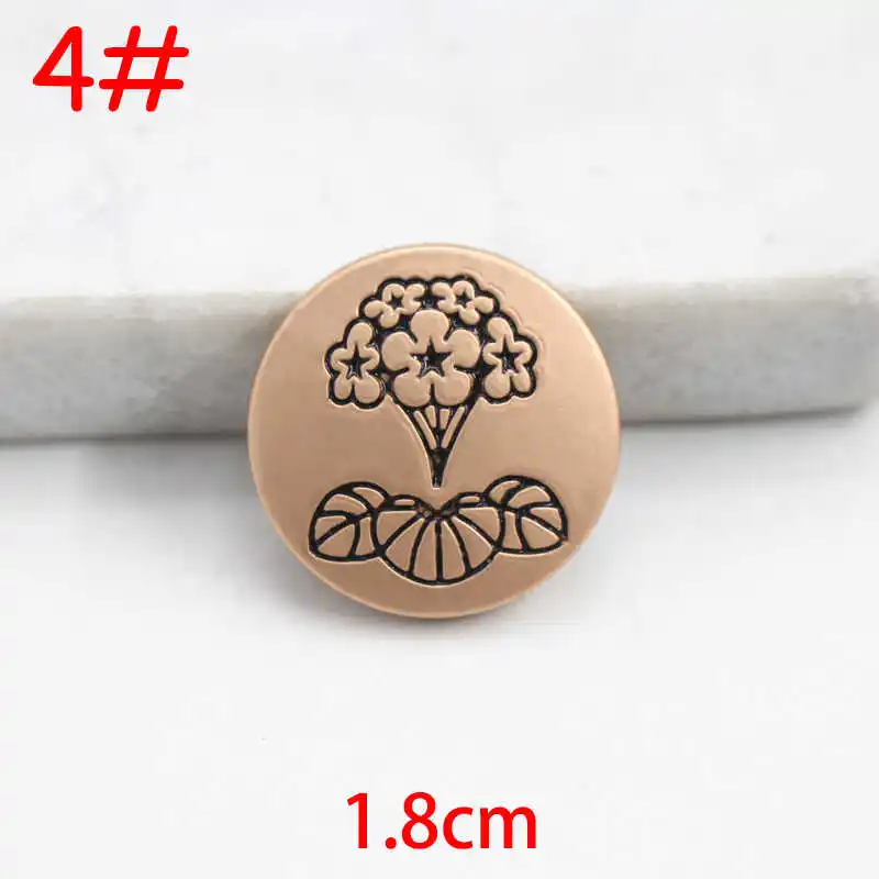 No4-1 flowers 1.8cm Золотые, черные и Серебристые микс Звезда Сова Цветы Узор 10 шт 18 мм-38 мм металлические пуговицы, аксессуары для одежды, рубашки, брендовые пуговицы для пальто, P57 - Цвет: No4-1 flowers 1.8cm