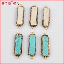 BOROSA натуральный камень Howlite соединитель из друзы прямоугольная