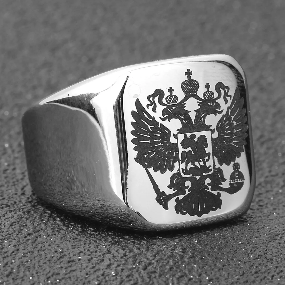 Мужское кольцо с орлом из нержавеющей стали 316L эмблемой Российской Федерации