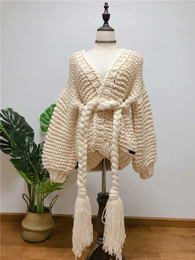 BOHO Вдохновленный женский вязанный кардиган свободные с бретельками и бахромой