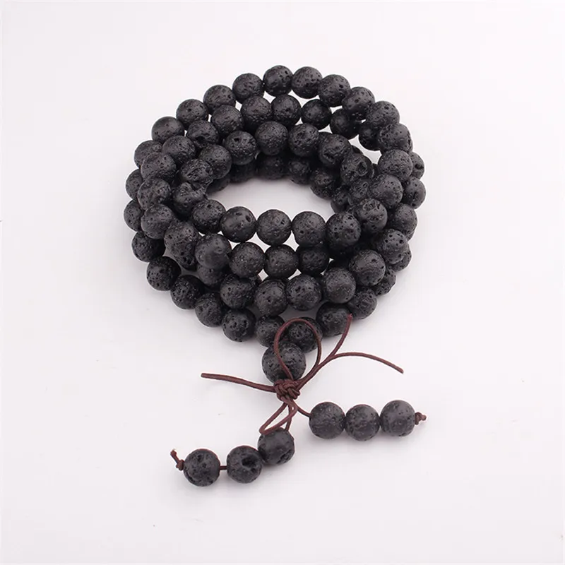 

2017 Top Design Lava Stone Wrap Bracelet Trendy Handmade Men`s 108 Mala Yoga Bracelet or Necklace Jewelry For Women