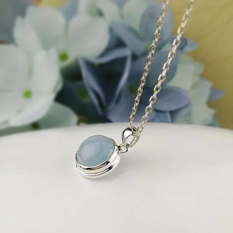 Настоящее чистое серебро 925 ювелирные изделия кулон для женщин с Аквамарин