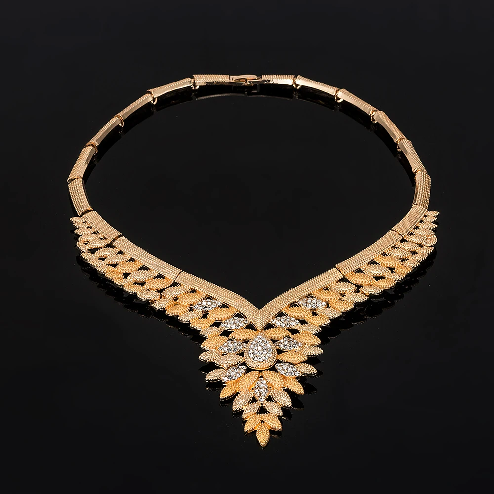 2019 модный набор ювелирных изделий от бренда Дубай золотого цвета комплект