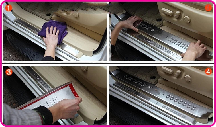 Защитные пластины для порогов дверей Higher star 8шт. (4 внутренние + 4 внешние) для TOYOTA Land Cruiser Prado 2010-2017 гг.