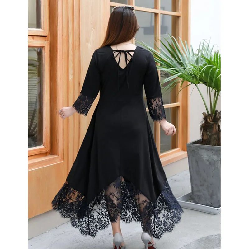 Платье женское длинное черное повседневное большого размера 9XL|Женские платья| |