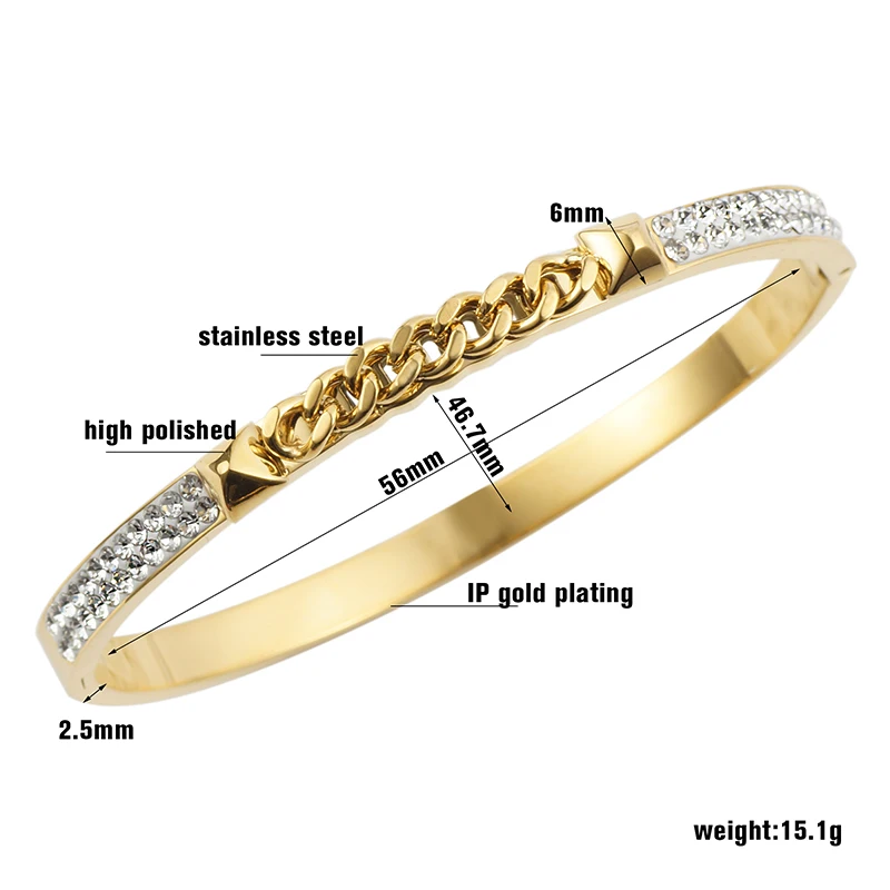 Модные браслеты из нержавеющей стали с кубическим цирконием класса ААА