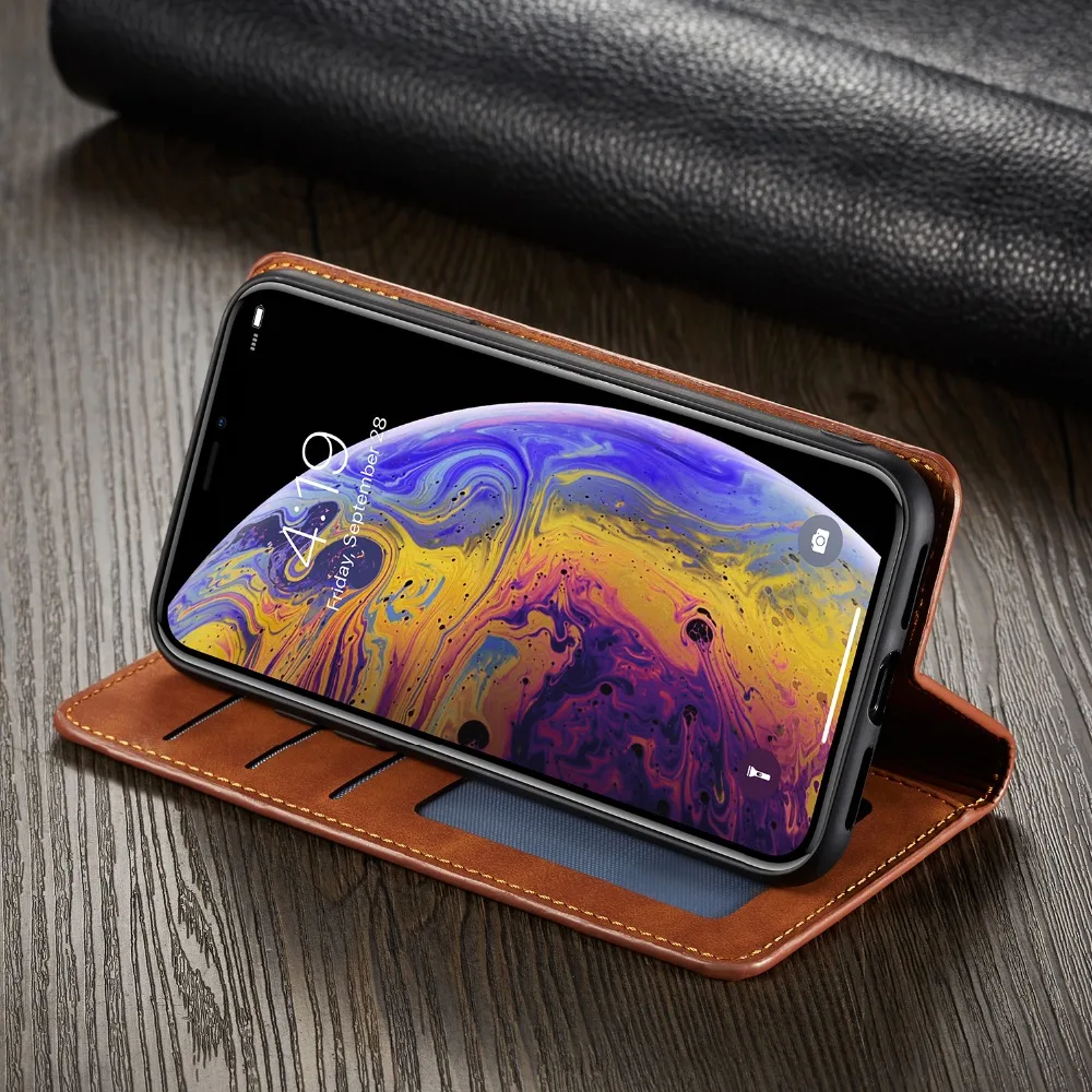 Магнитный кожаный чехол-кошелек для iPhone 6s 7plus 8plus iphone XS Max XR с отделением карт