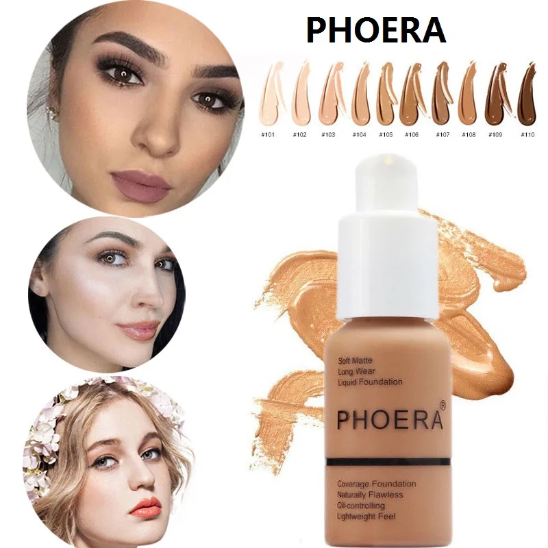 PHOERA тональный крем для макияжа 30 мл, мягкий матовый консилер для длительного ношения, контроль жирности, Жидкий тональный крем, Модный женский макияж