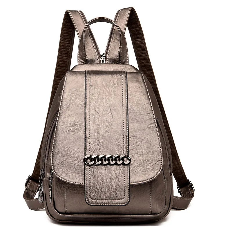 Мягкий кожаный рюкзак женский Sac A Dos Femme Multifonction рюкзак женский школьный рюкзак на плечо рюкзак Mochila - Цвет: Bronze