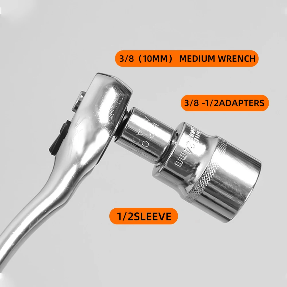 Храповый гаечный ключ с головным преобразователем 1/2 &quot3/8&quot 1/4 &quotадаптер для