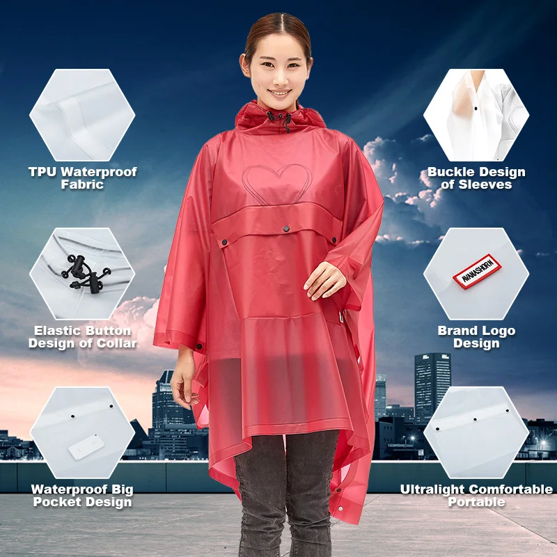 Непромокаемый женский дождевик QIAN экологичный велосипедный водонепроницаемая