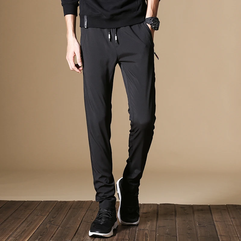 

Trousers Men's Winter Drawstring Plus Velvet Windproof Warm Pants Male Elasticity Slim Fit Casual Sweatpants Pantolon Size 28 38