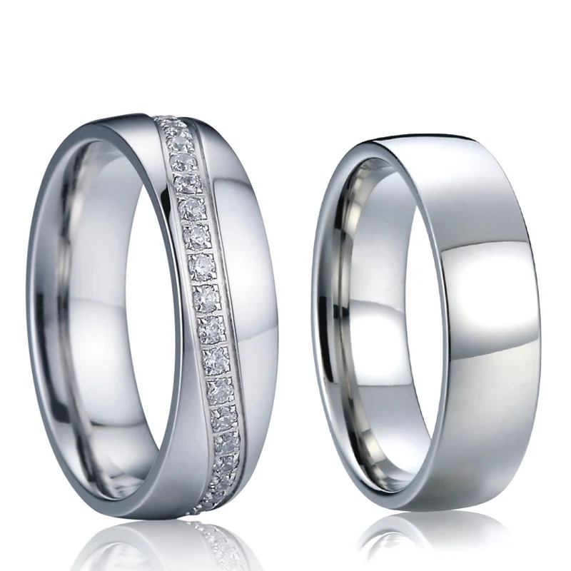 Свадебные парные кольца с фианитами для влюбленных набор мужчин и женщин девушек