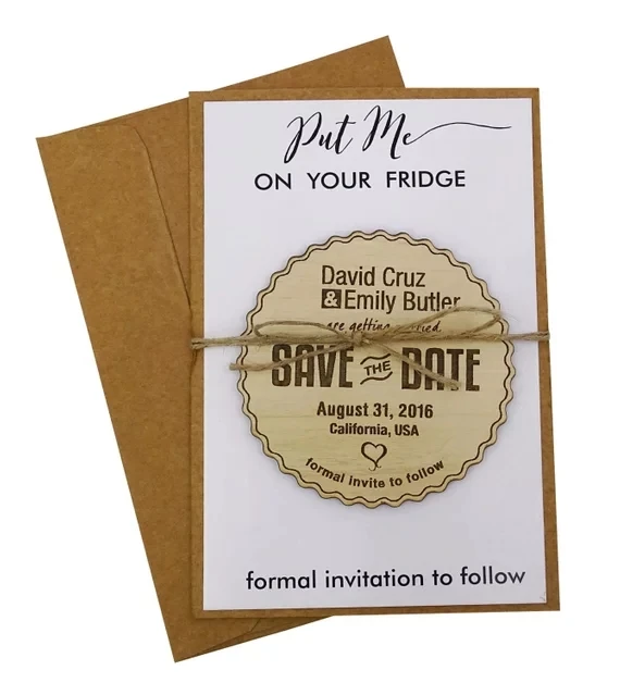 Персонализировать имена дата гравировка на дереве en Card сохранить дату свадебные