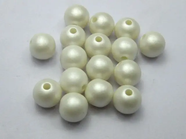 

100 Matte White Acrylic Pearl Round Beads Imitation Pearl 10mm