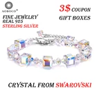 AOBOCO браслет, украшенный кристаллом от Swarovski, серебряный браслет с подвеской, S925 ювелирные изделия, подарок на день матери