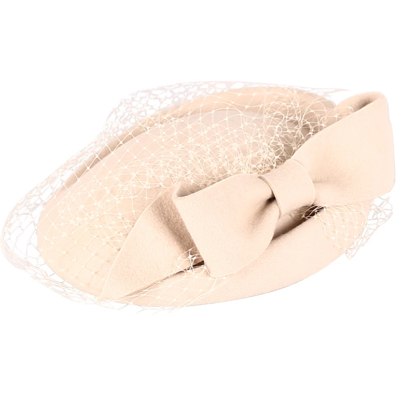 Шляпа Таблетка Женская шерстяная элегантная фетровая шляпа для свадебного