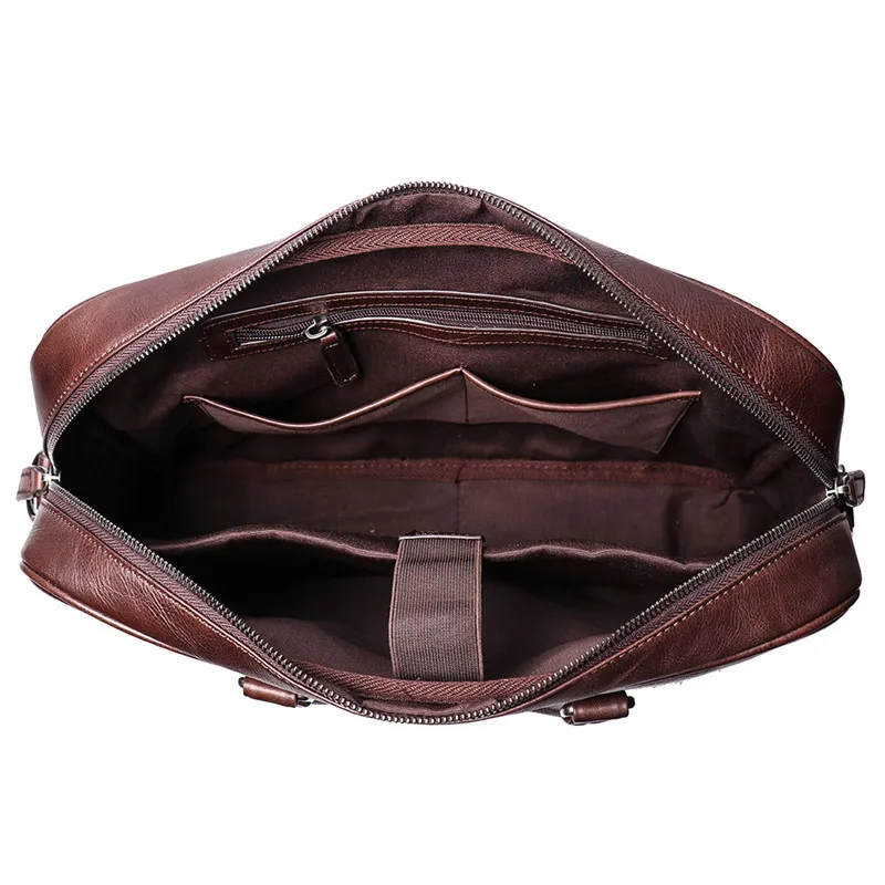 

Nesitu Highend New Vintage Brown Coffee Full Grain Genuine Leather A4 Office Women Men Briefcase Portfolio Messenger Bag M9087