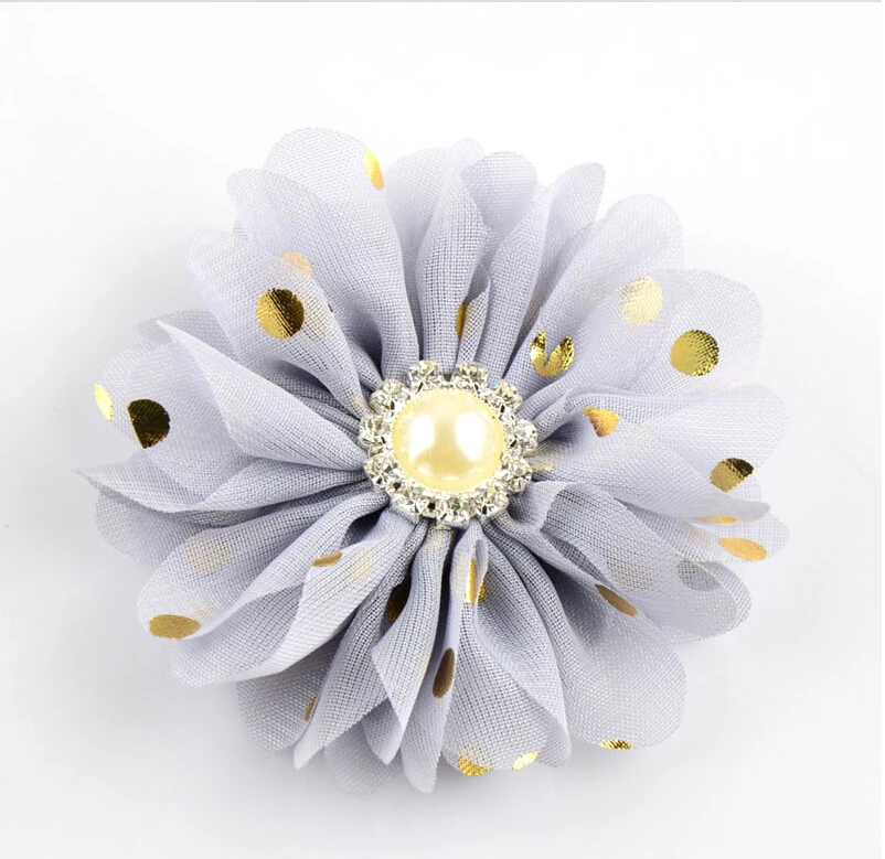 Повязка на голову для новорожденных девочек шифоновые цветы с золотым штампом в