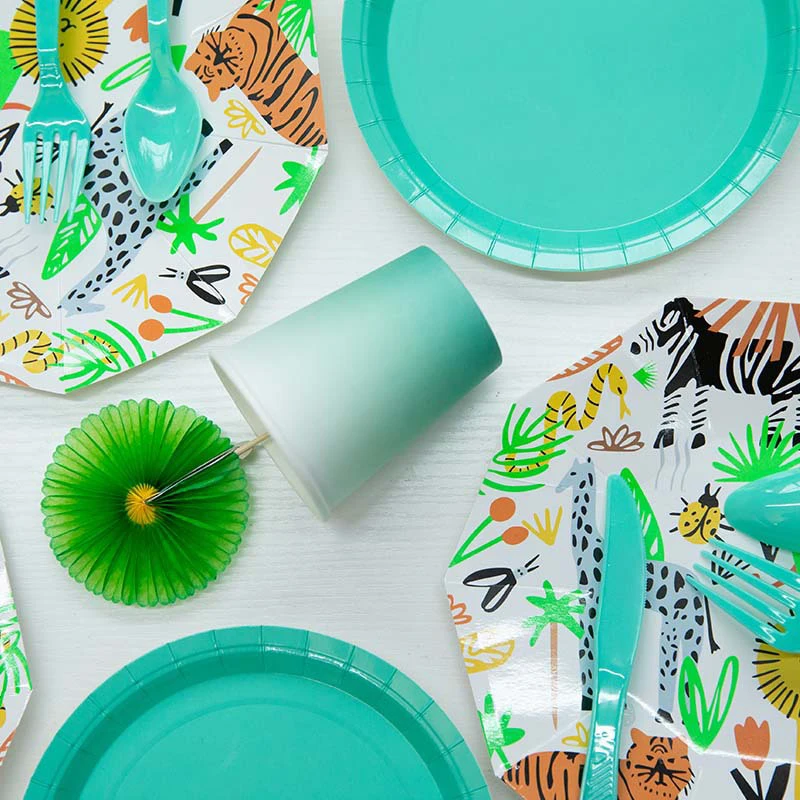 

Товары для вечеринок Luau, одноразовая посуда в виде джунглей, декоративные бумажные чашки с животными для дня рождения, бумажные тарелки с животными, сафари для вечеринки