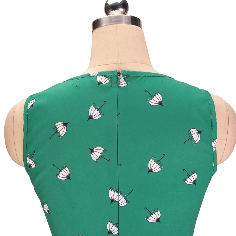 2017 Vintage Dress Women Summer Fashionable Dancer Umbrella Print 1950s Rockabilly Hepburn A Line Big Swing Party Tunic | Женская одежда