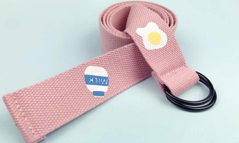 Ремни женские Ulzzang Harajuku BF мультфильм каваи холщовый ремень женские s металлический двойной пояс на пряжке студентов карамельных цветов универсальные