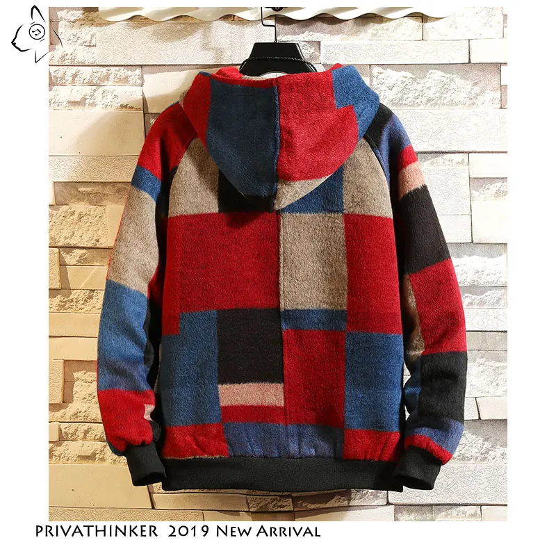 Privathinker осенние мужские клетчатые куртки 2019 корейские шерстяные пальто Теплые с