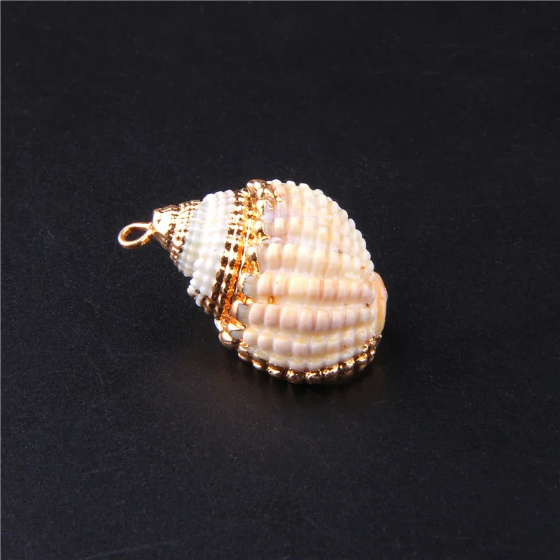 3 шт. бусины из натуральных раковин белый гребешок подвеска с золотым