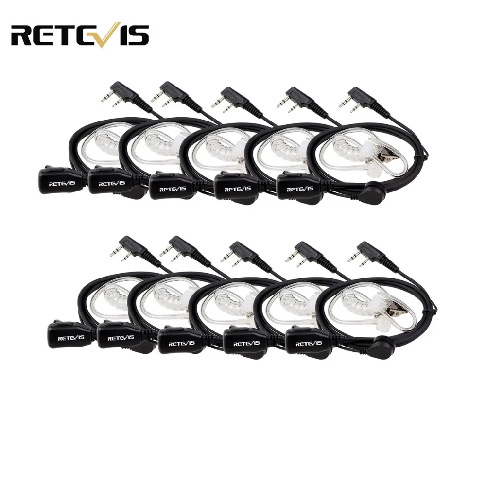 10 шт. скрытые акустические трубные наушники Retevis PTT гарнитура для Kenwood Baofeng рации