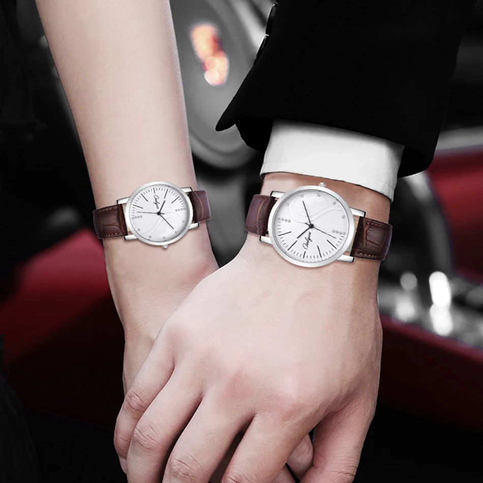 Бренд Onlyou модные часы Роскошные пары кожа женские со стразами водонепроницаемые