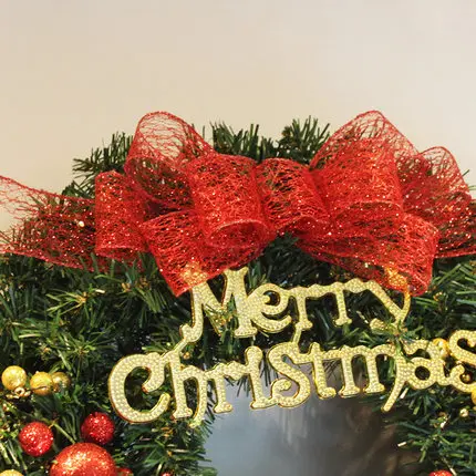 50 см Рождество венки зеленый с красным золото фрукты Луки украшения